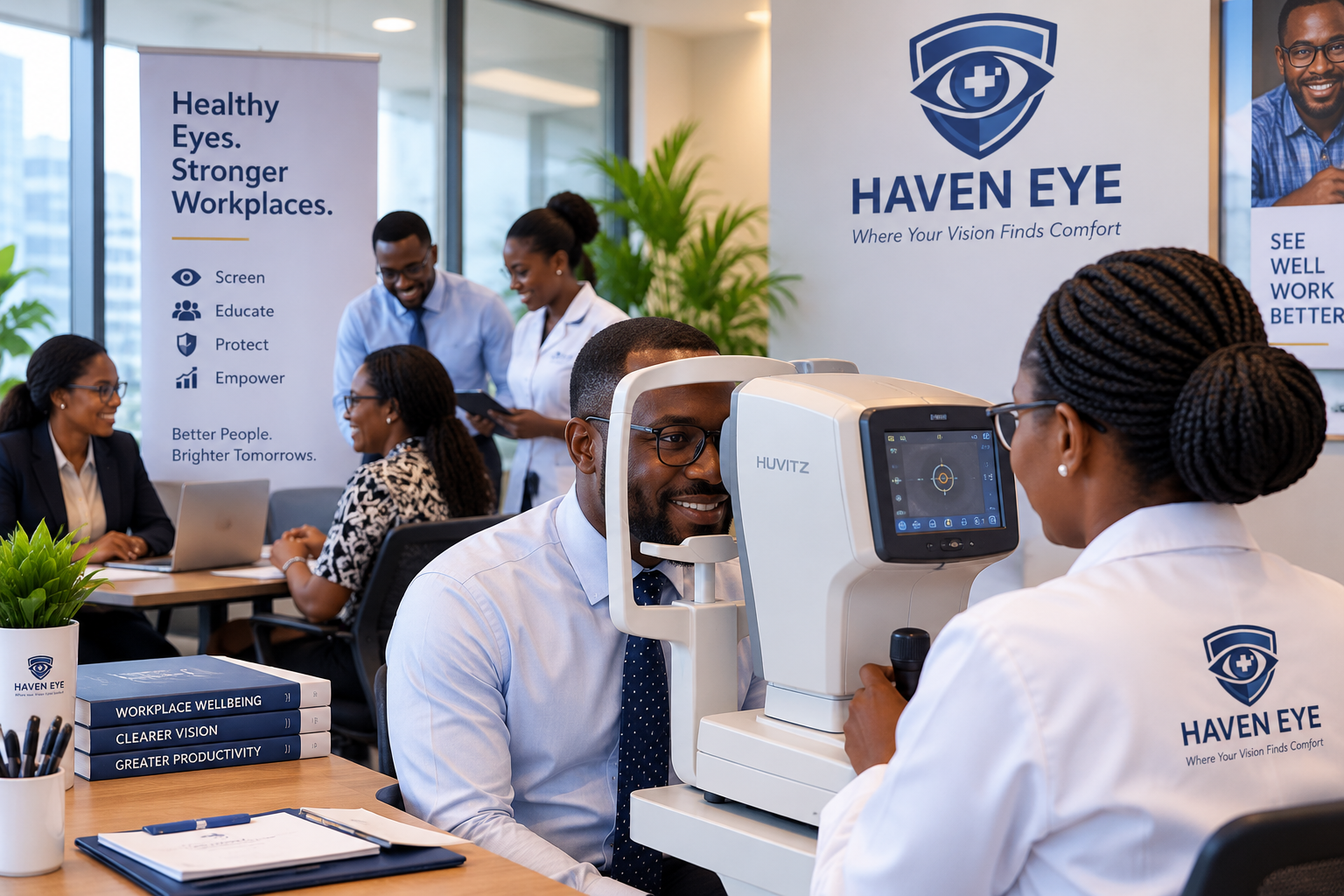 Workplace eye health screening being delivered by Haven Eye